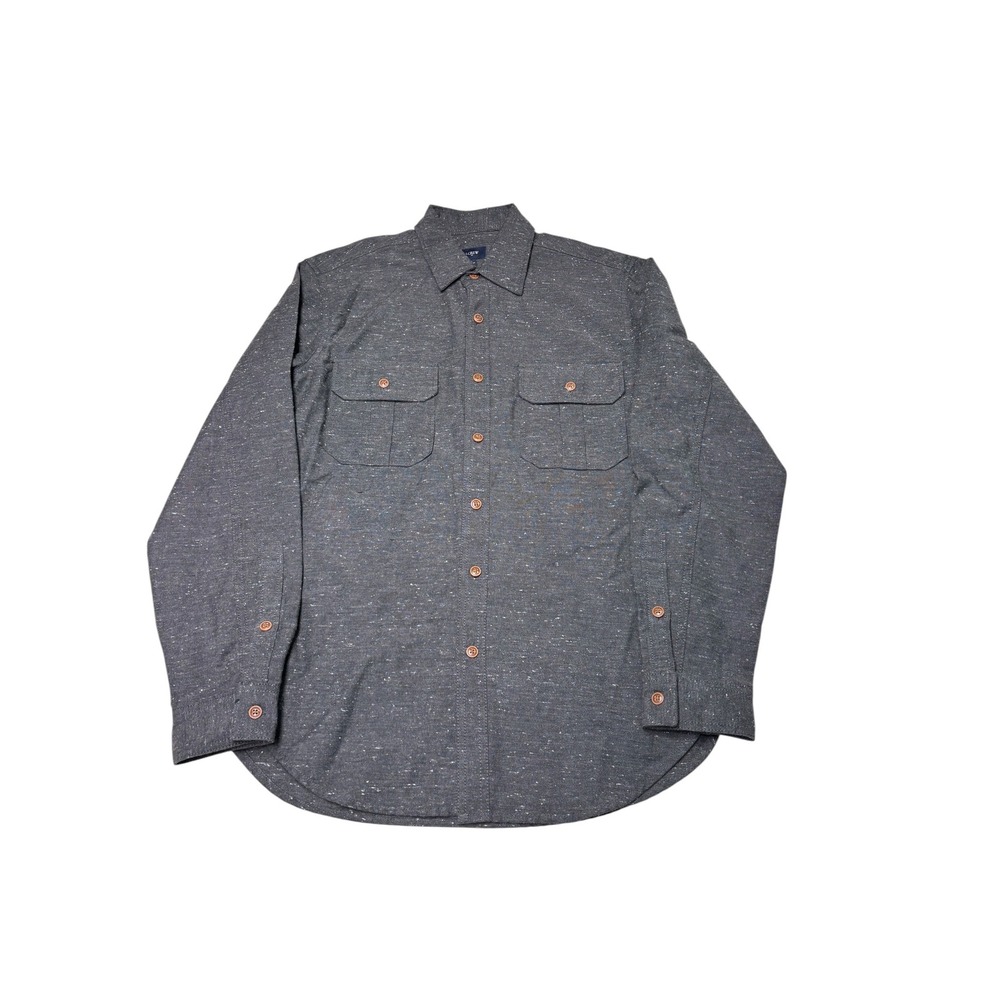 NWOT J.Crew Mens Small Gray Flecked Button Down Shirt Long Sleeve Flap Pockets